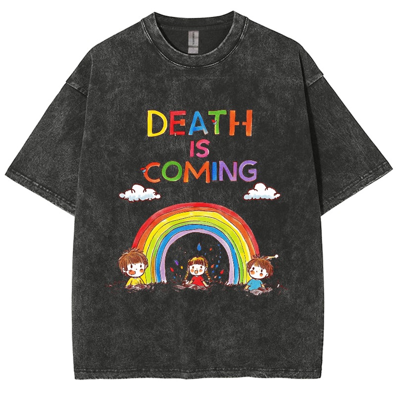 Death Is Coming Unisex Fit Washed Oversized T-Shirt