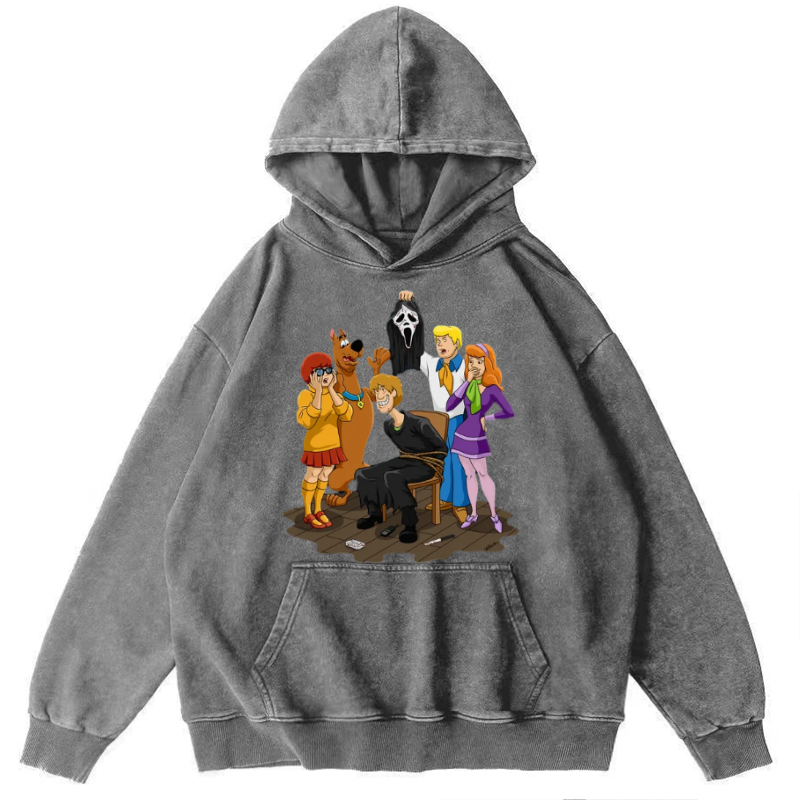 Ghost Face Unisex Printed Casual Washed Hoodie Sweatshirt-Print-cool