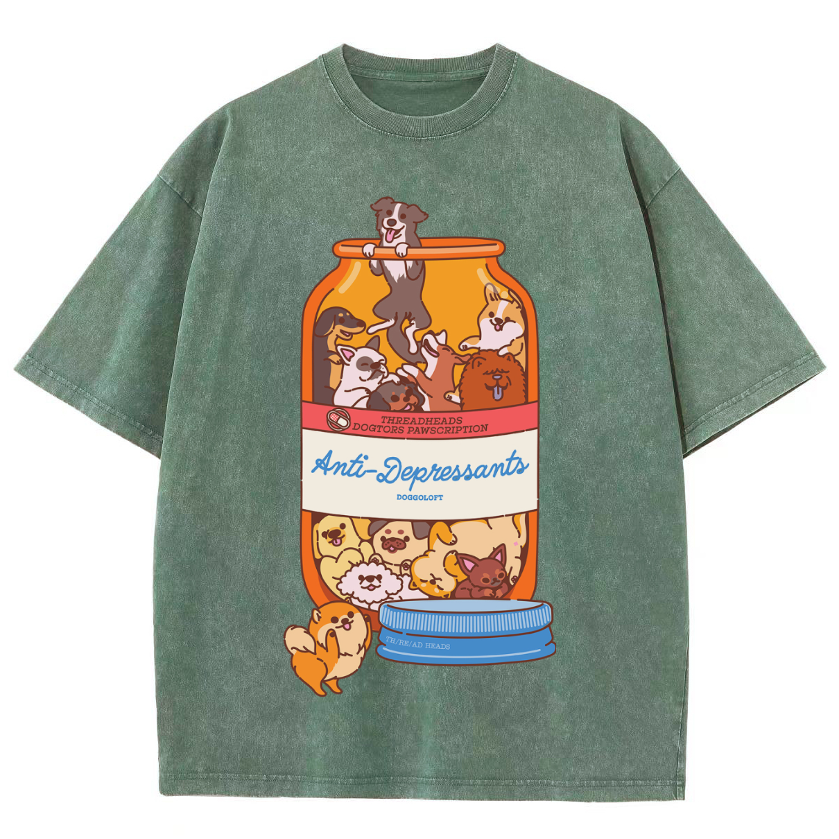 Antidepressant Unisex Vintage Solid Wash Denim T-Shirts-Print-cool
