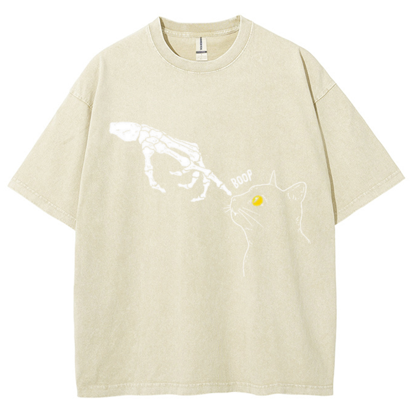 Spooky Boop Unisex Vintage Solid Wash Denim T-Shirts-Print-cool