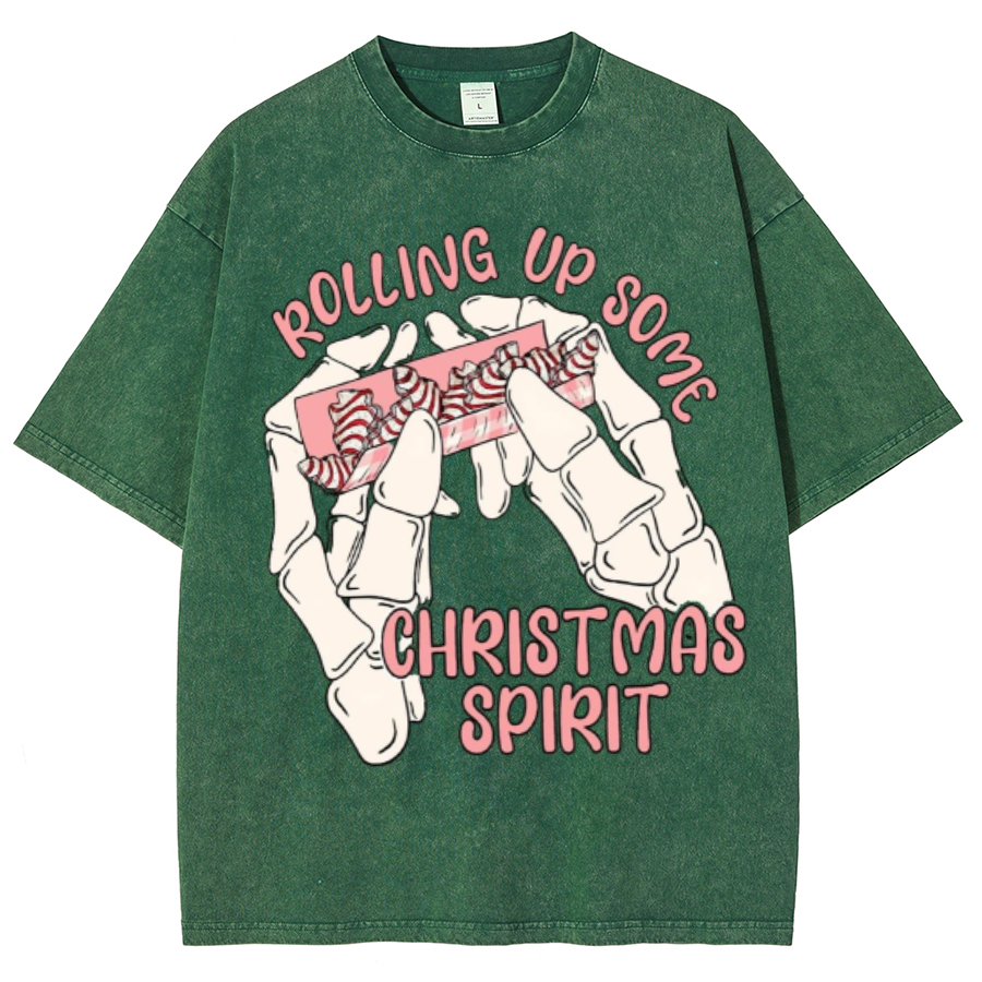 Rolling Up Unisex Oversized Print Vintage Wash Denim T-Shirt-Print-cool