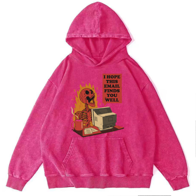 I Hope This E-Mail Finds You Well Unisex Printed Casual Washed Hoodie Sweatshirt