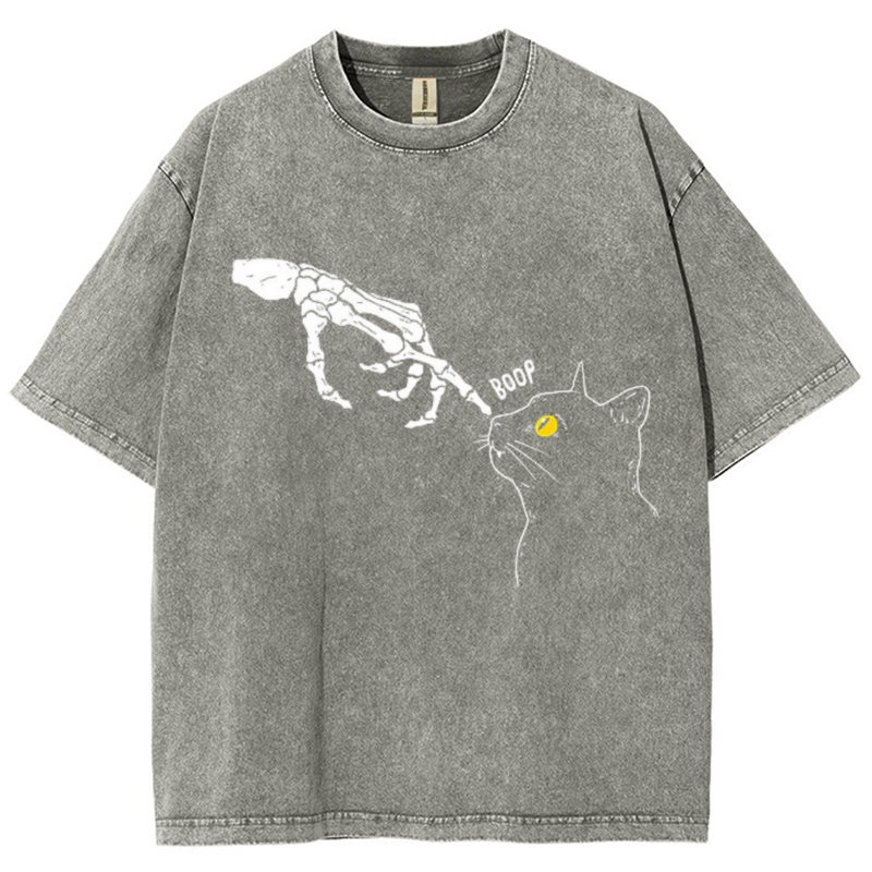 Spooky Boop Unisex Vintage Solid Wash Denim T-Shirts-Print-cool