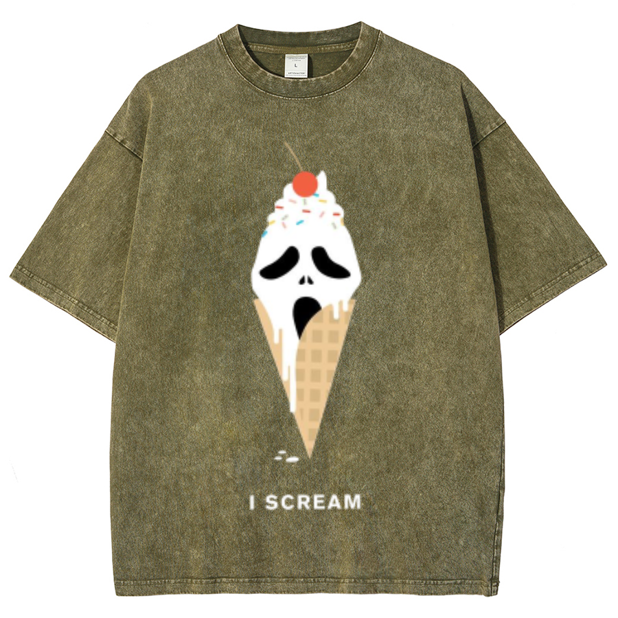 Iscream Unisex Oversized Print Vintage Wash Denim T-Shirt