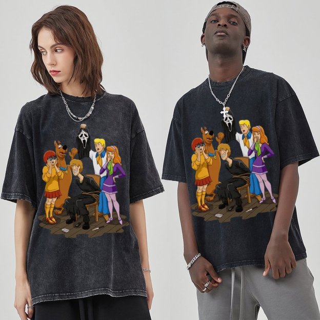 Ghost Face Unisex Vintage Wash Denim T-Shirts