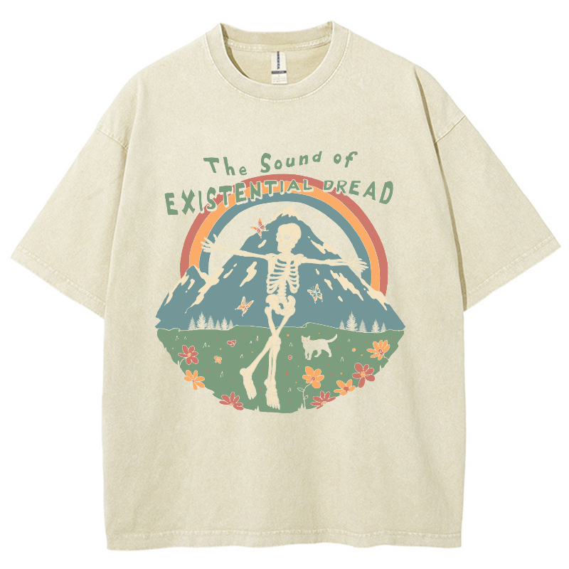 The Sound Of Existential Dread Unisex Vintage Wash Denim T-Shirts-Print-cool