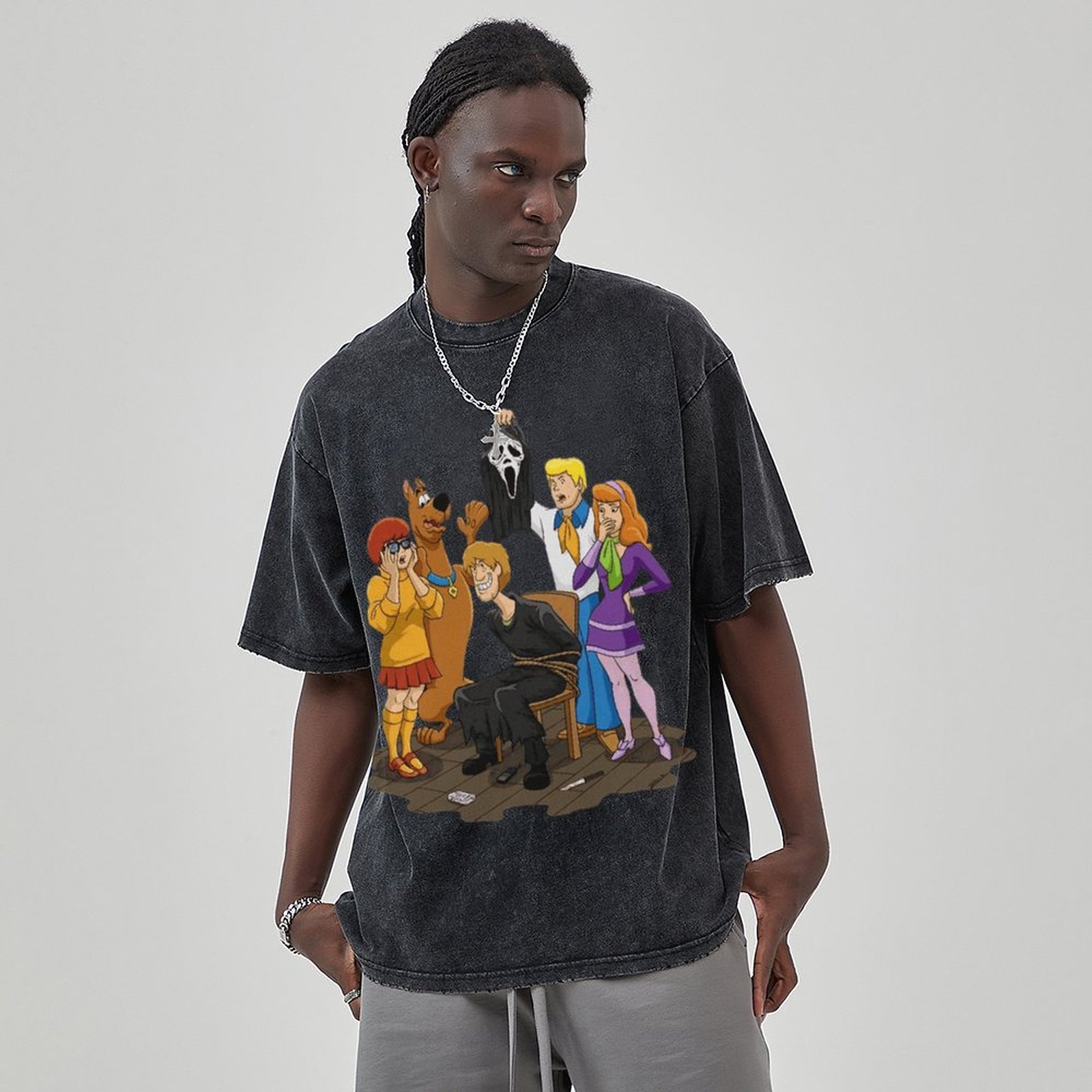 Ghost Face Unisex Vintage Wash Denim T-Shirts
