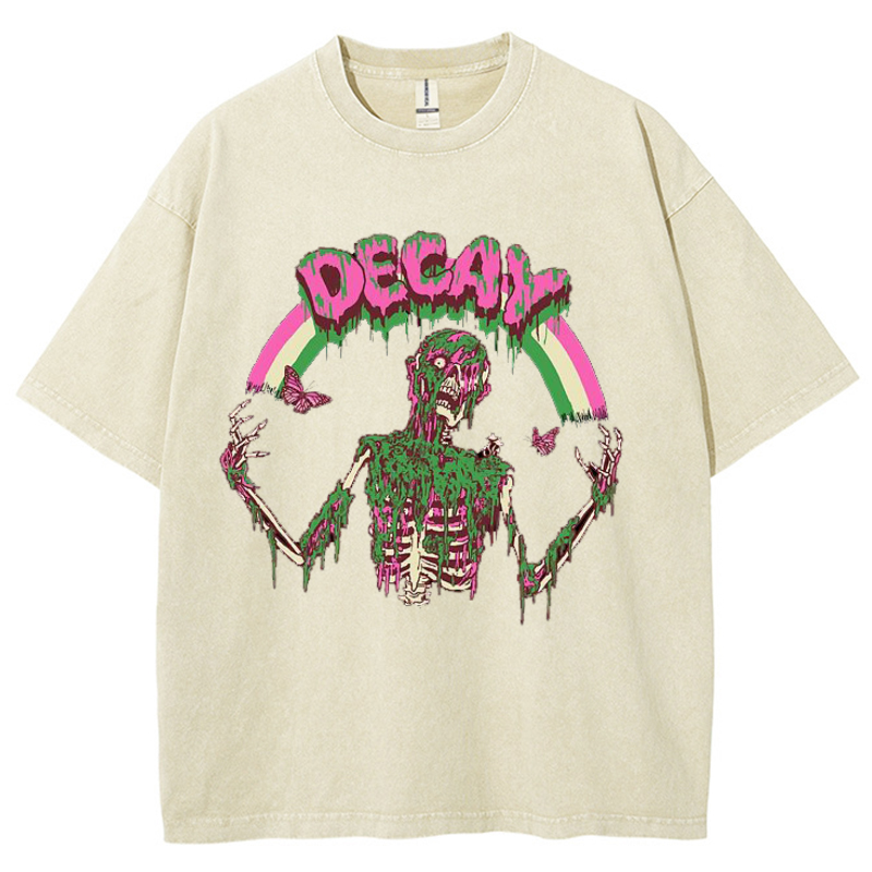 Decay Unisex Vintage Solid Wash Denim T-Shirts-Print-cool