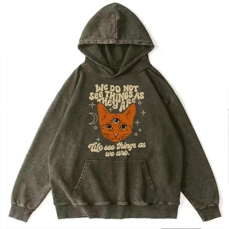 See Things Unisex Printed Casual Washed Hoodie Sweatshirt