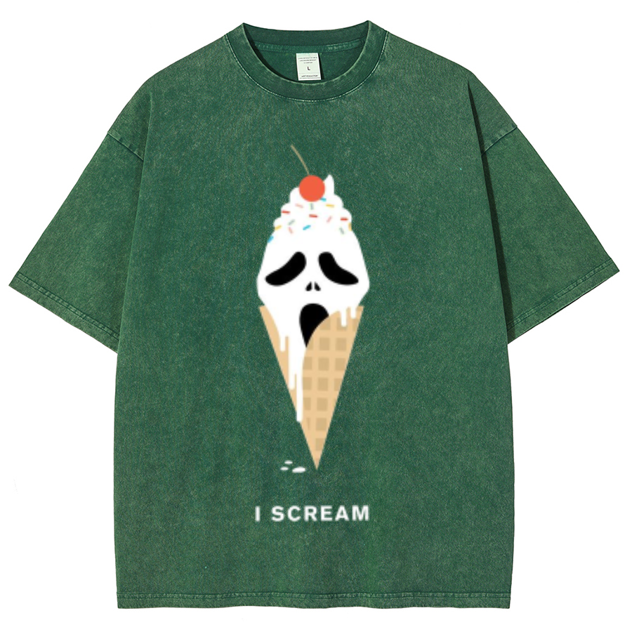 Iscream Unisex Oversized Print Vintage Wash Denim T-Shirt
