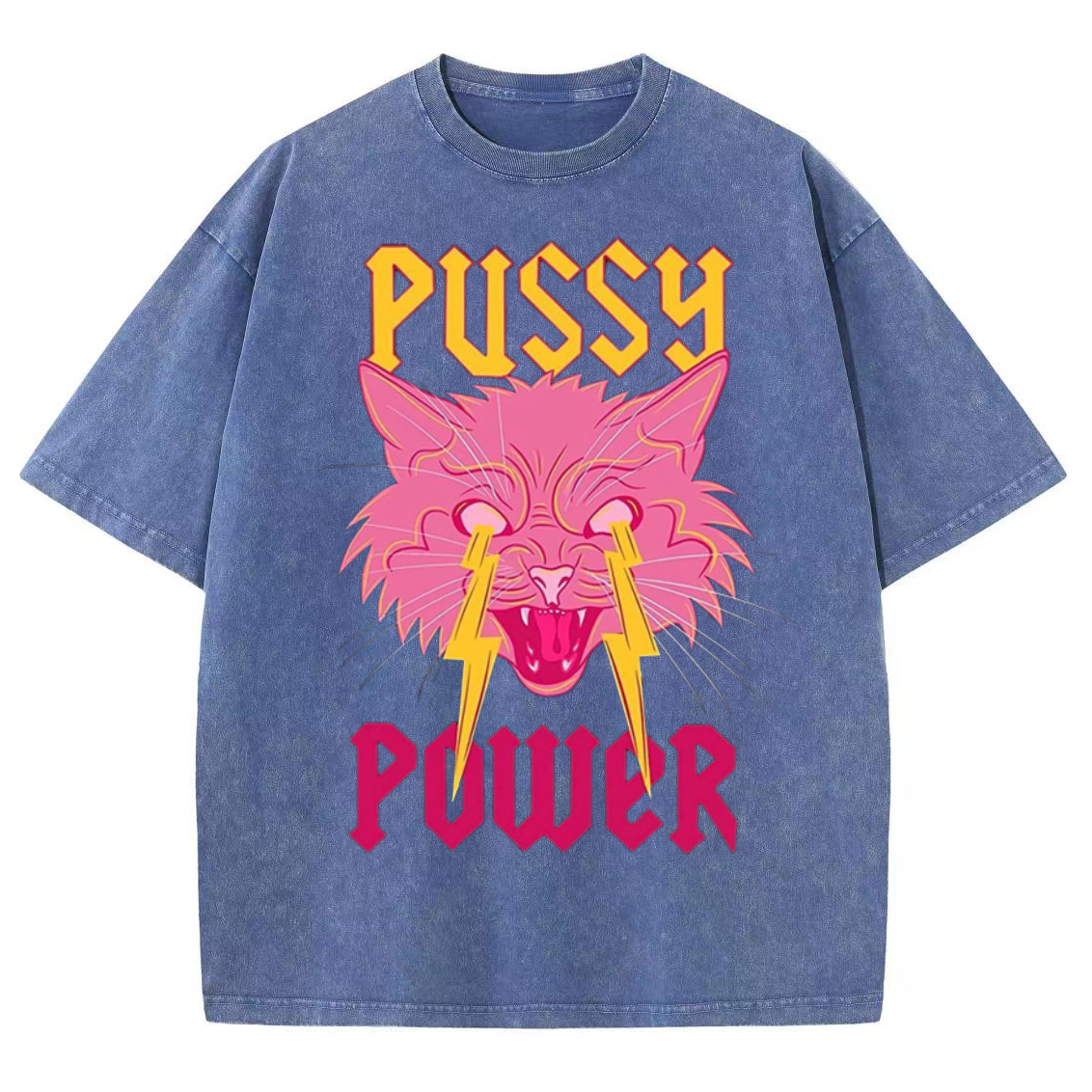 Pussy Power Unisex Vintage Solid Wash Denim T-Shirts[💥Buy 4 get 5th 50%OFF]