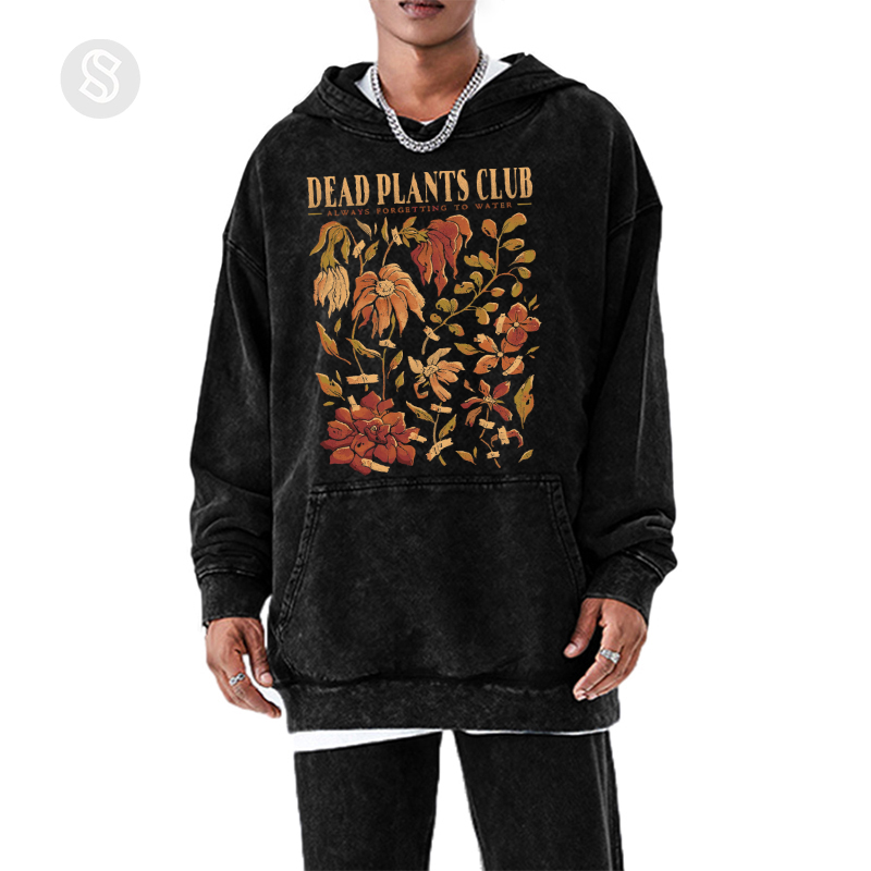Dead Plants Club Unisex Printed Casual Washed Hoodie Sweatshirt-Print-cool