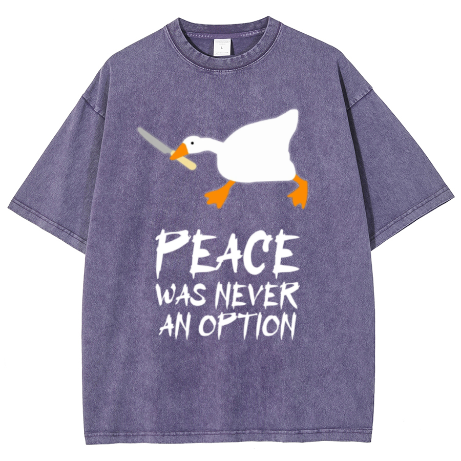 Peace Unisex Oversized Print Vintage Wash Denim T-Shirt-Print-cool