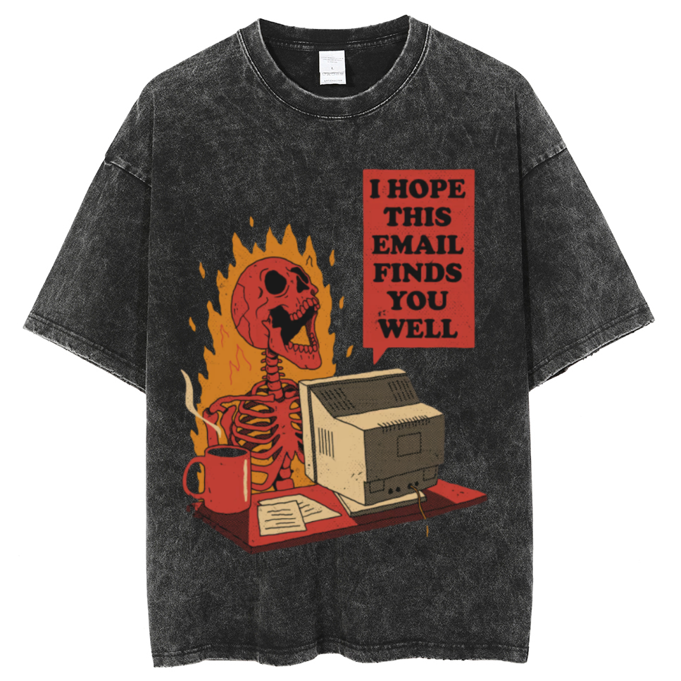 I Hope You Got Mail Unisex Vintage Solid Wash Denim T-Shirts