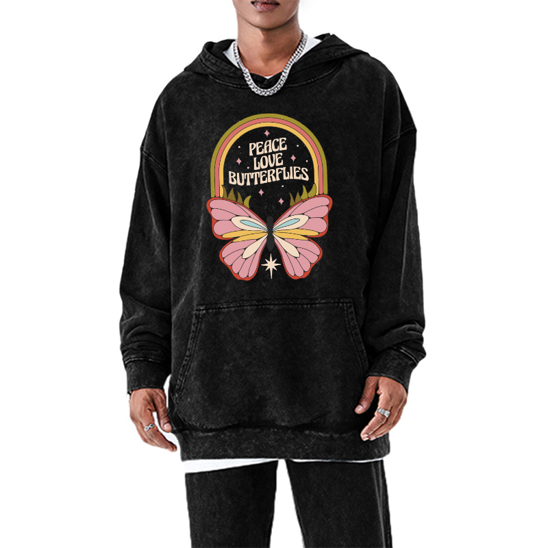 Peace Unisex Printed Casual Washed Hoodie Sweatshirt