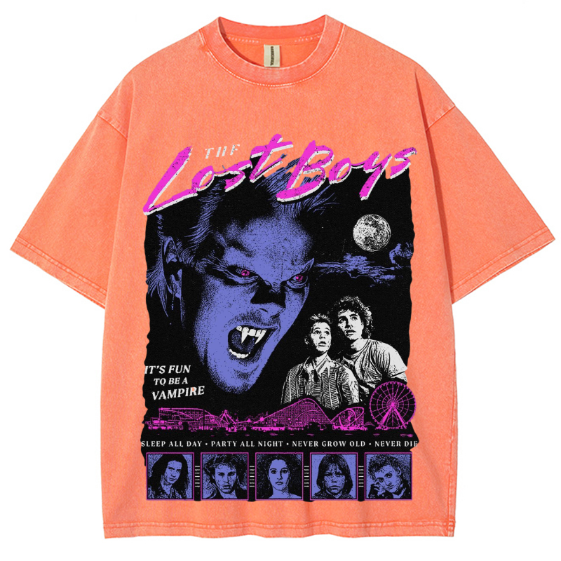The Lost Unisex Vintage Wash Denim T-Shirts-Print-cool