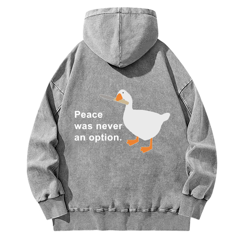 Unisex Casual Washed Peace Was Never An Option Printed Hoodie Sweatshirt