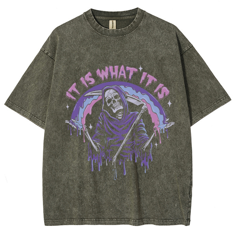 It Is What It Is Unisex Vintage Solid Wash Denim T-Shirts🔥Buy 4 get 5th 50%OFF🔥