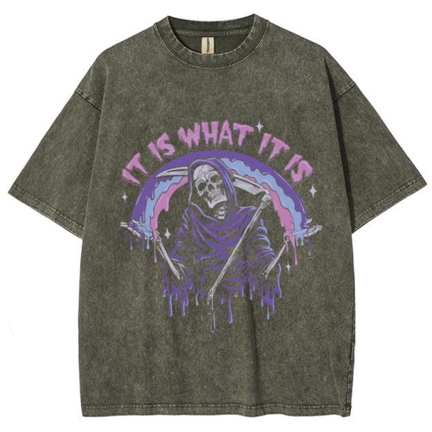 It Is What It Is Unisex Vintage Solid Wash Denim T-Shirts🔥Buy 4 get 5th 50%OFF🔥