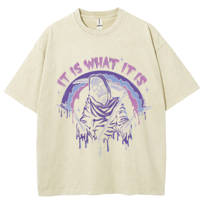 It Is What It Is Unisex Vintage Solid Wash Denim T-Shirts🔥Buy 4 get 5th 50%OFF🔥