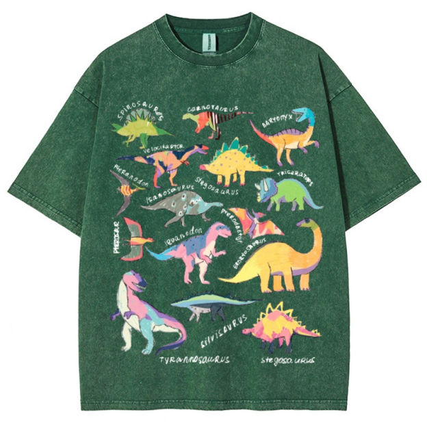 Types Of Dinosaur Vintage Snowflake Washed T-Shirt
