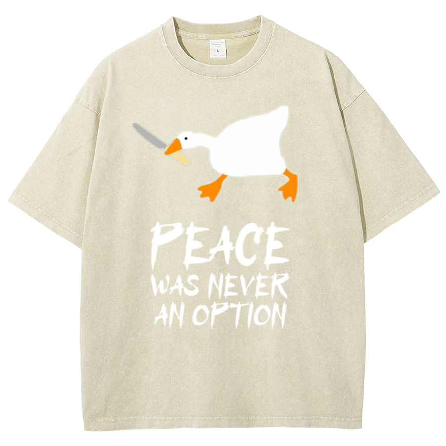 Peace Unisex Oversized Print Vintage Wash Denim T-Shirt-Print-cool