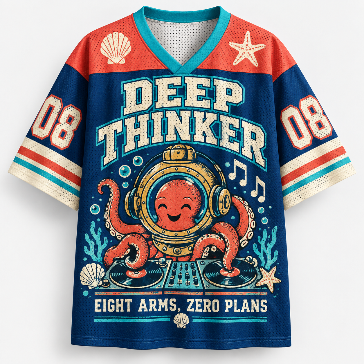 Deep Thinker Octopus DJ Jersey Shirts