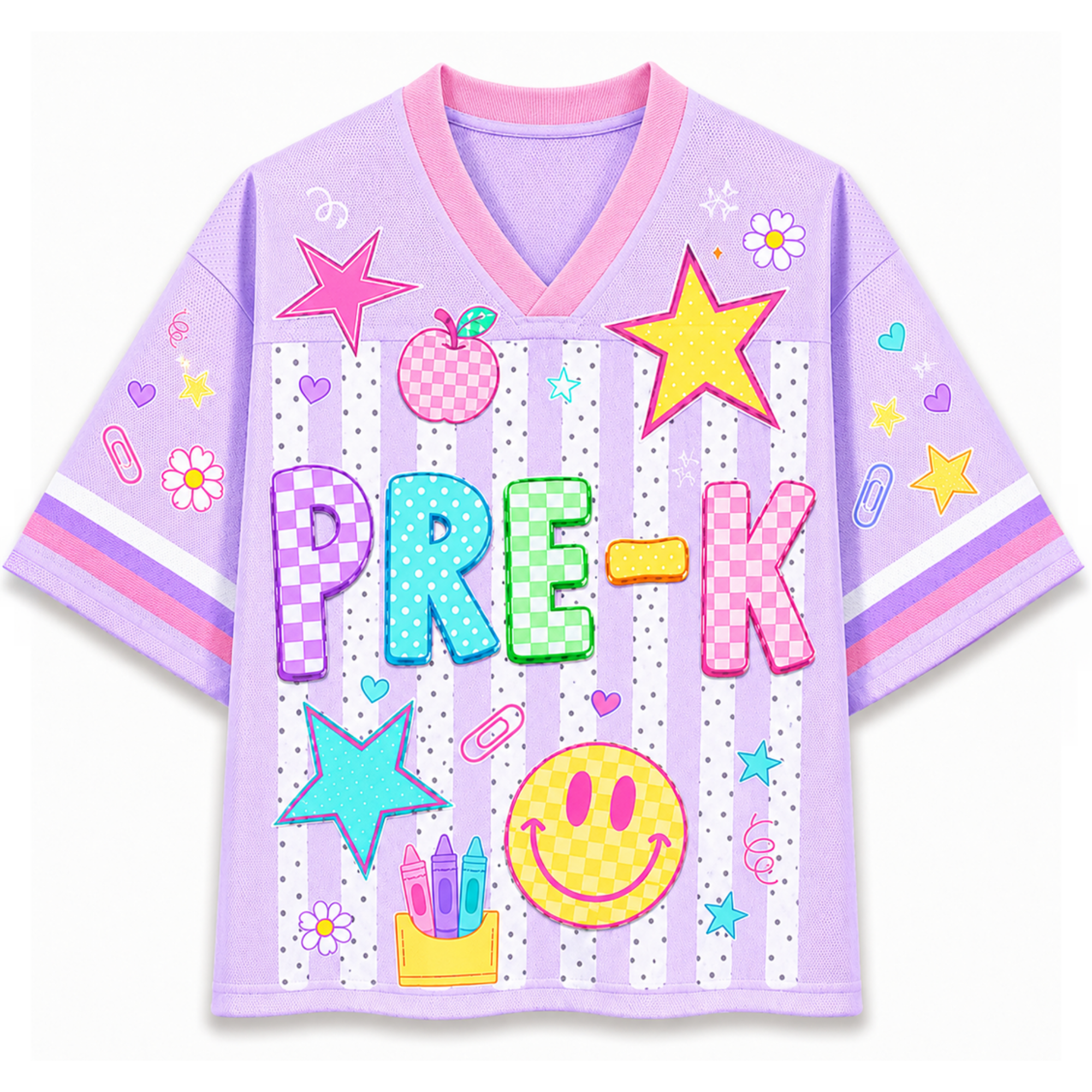 Chaotic Club Striped Neon Back To School Smiley Mesh Jersey