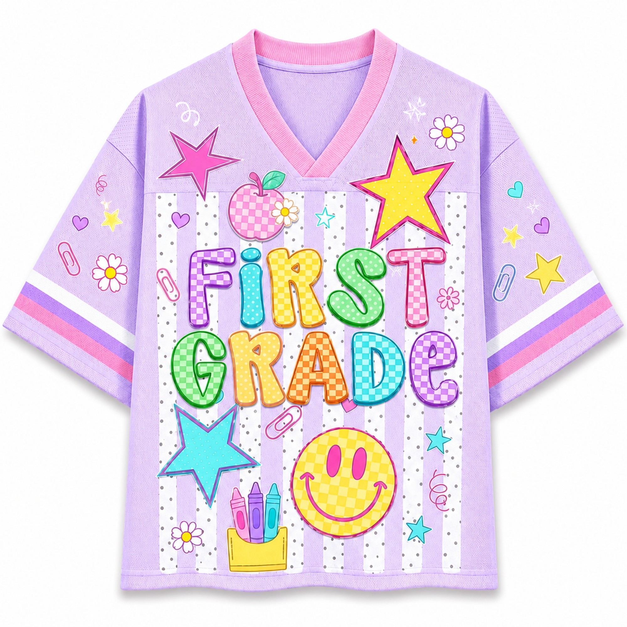 Chaotic Club Striped Neon Back To School Smiley Mesh Jersey