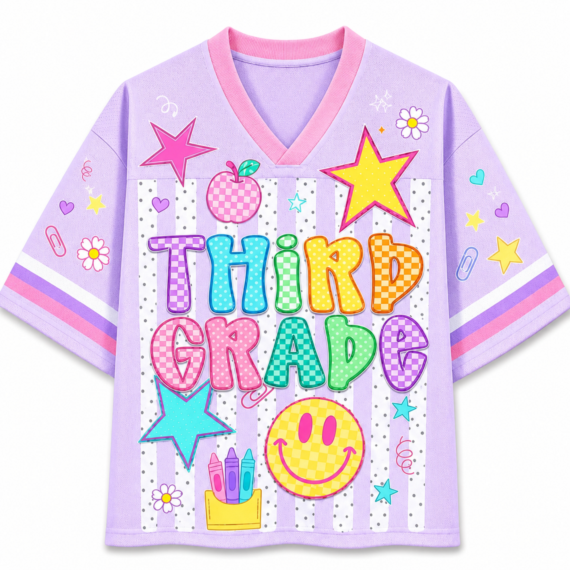 Chaotic Club Striped Neon Back To School Smiley Mesh Jersey