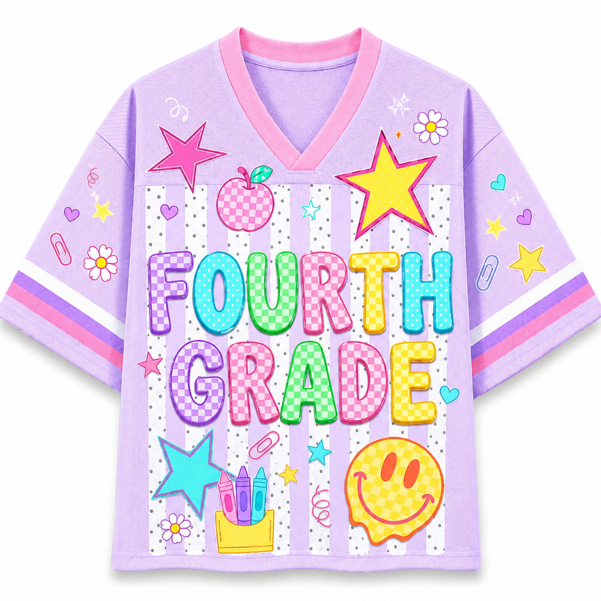 Chaotic Club Striped Neon Back To School Smiley Mesh Jersey