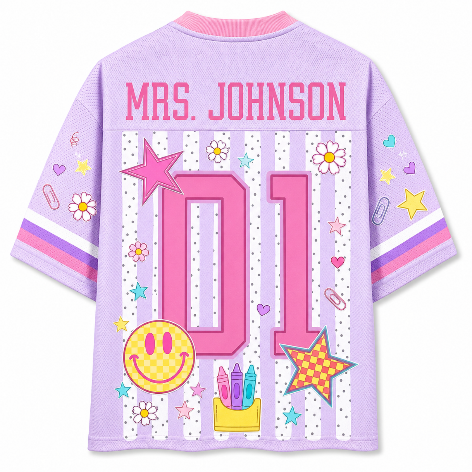 Chaotic Club Striped Neon Back To School Smiley Mesh Jersey