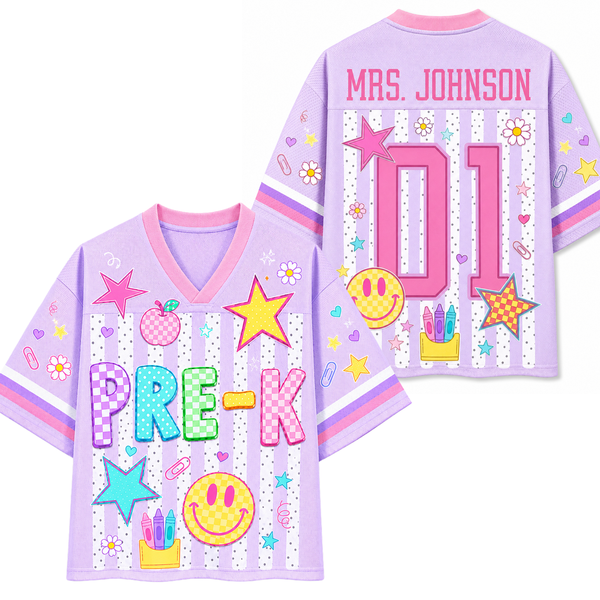Chaotic Club Striped Neon Back To School Smiley Mesh Jersey