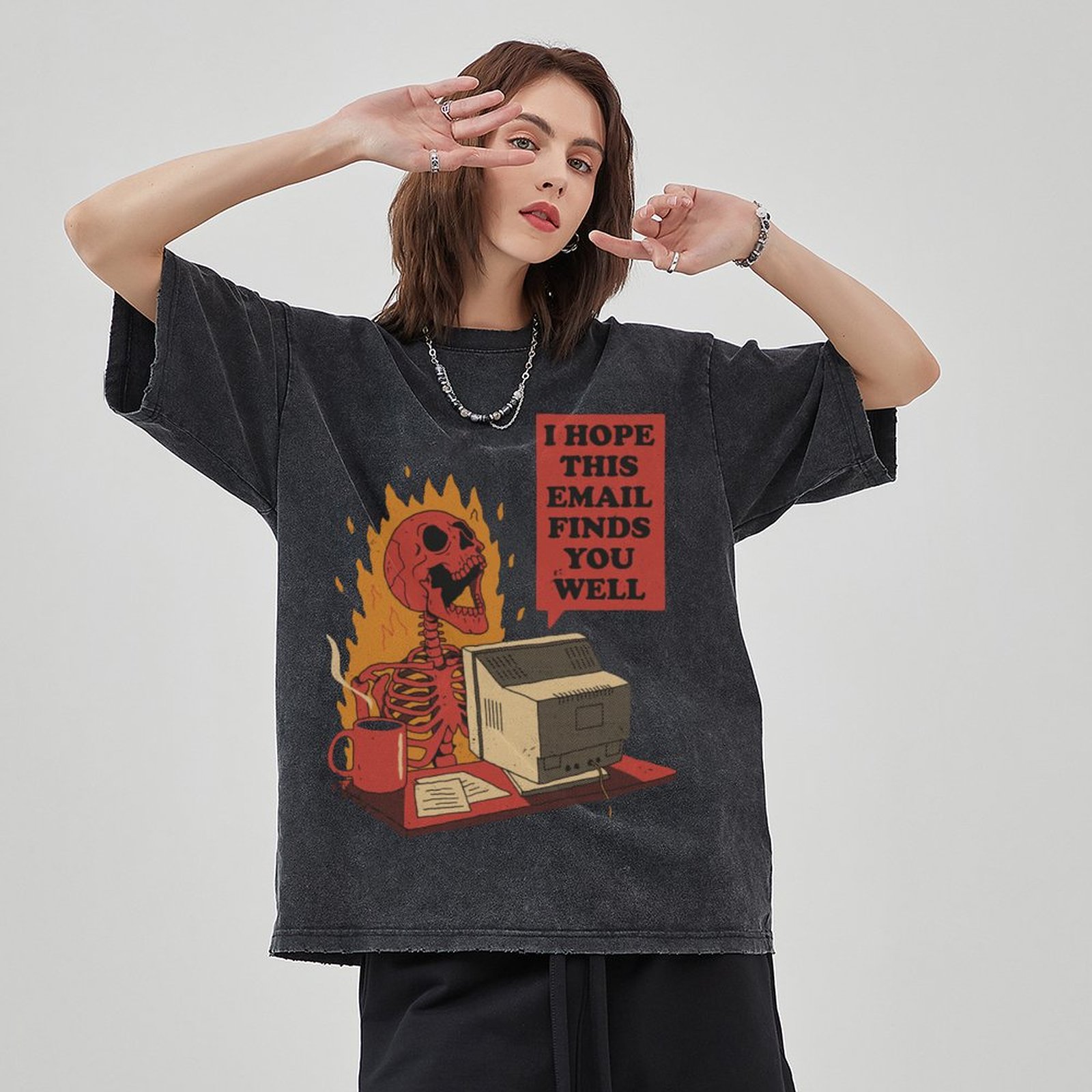 I Hope You Got Mail Unisex Vintage Solid Wash Denim T-Shirts