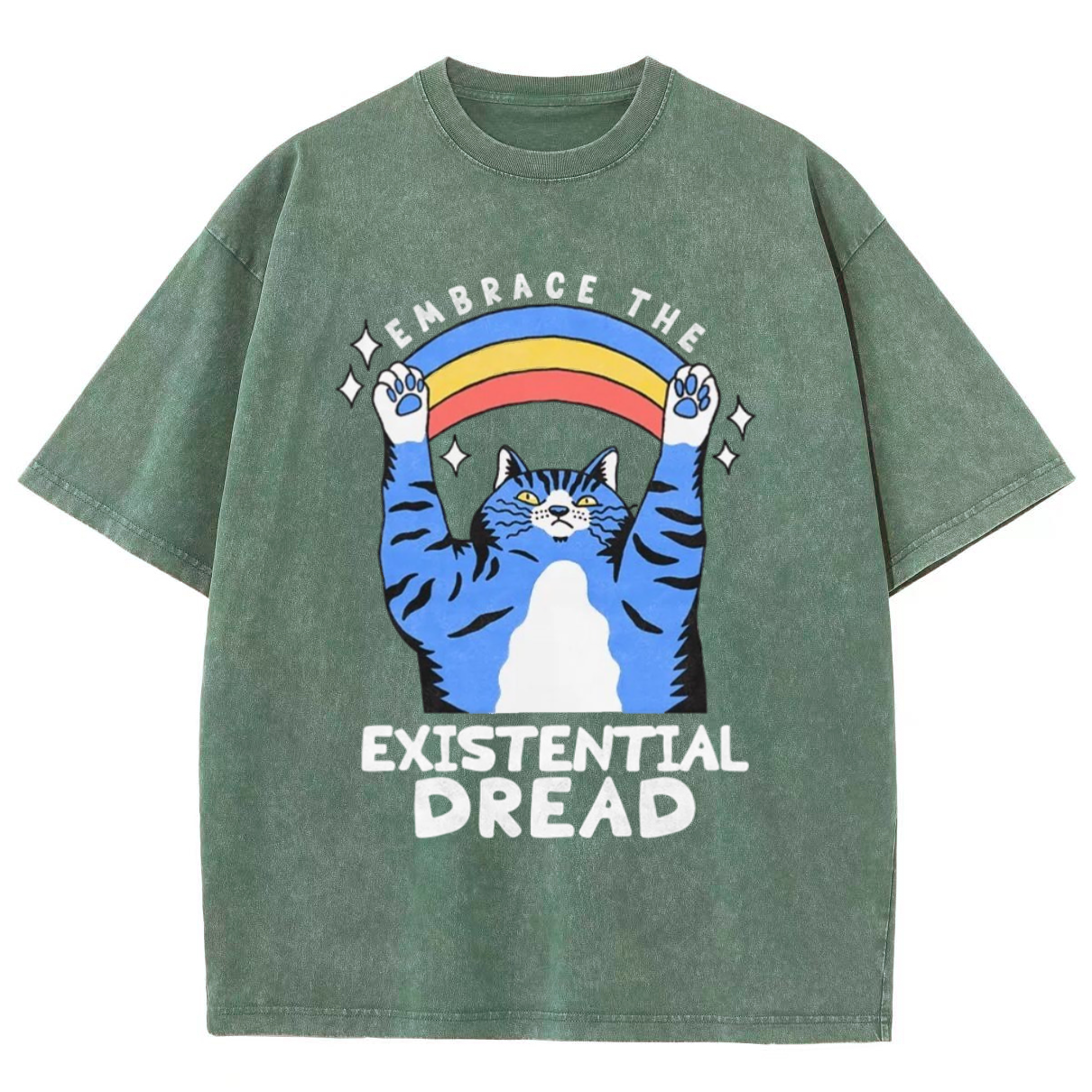 Embrace The Existential Dread Unisex Vintage Solid Wash Denim T-Shirts