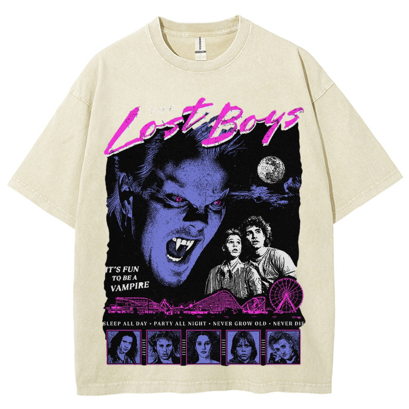 The Lost Unisex Vintage Wash Denim T-Shirts-Print-cool