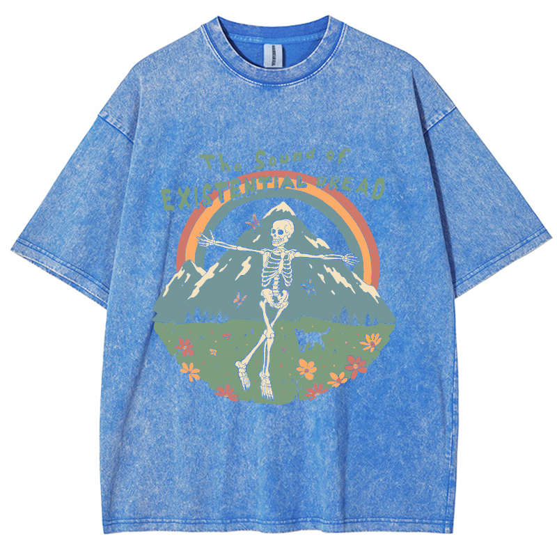 The Sound Of Existential Dread Unisex Vintage Wash Denim T-Shirts-Print-cool