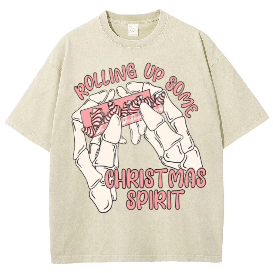 Rolling Up Unisex Oversized Print Vintage Wash Denim T-Shirt-Print-cool