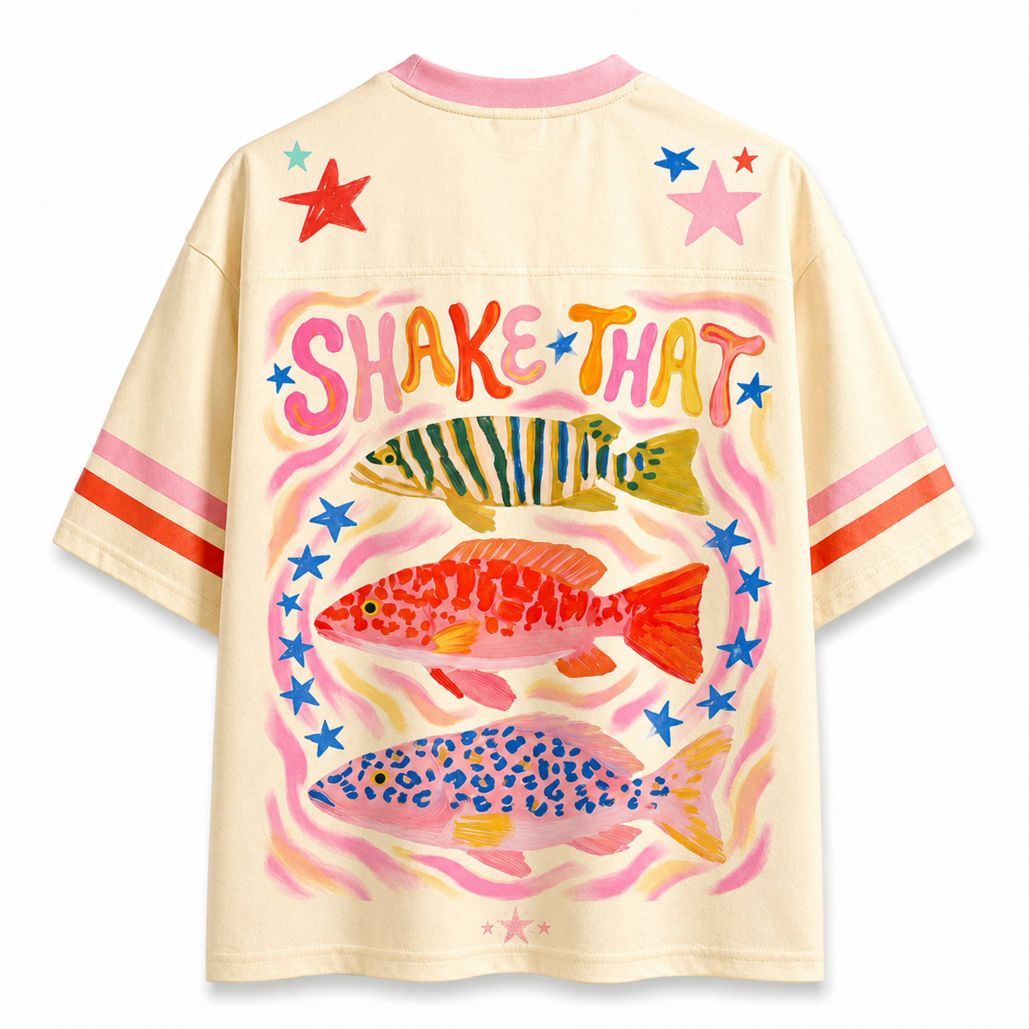 Chaotic Club Preppy Striped Summer Fish Mesh Jersey