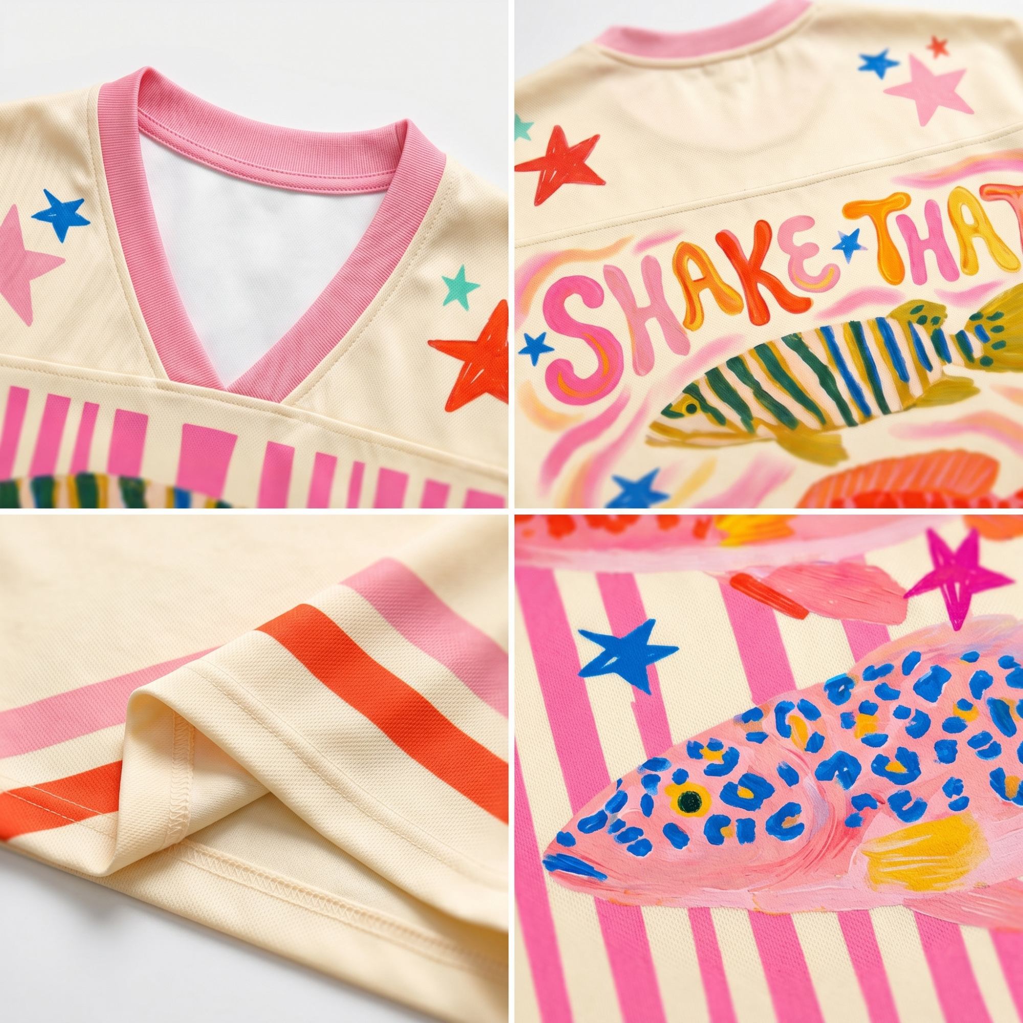 Chaotic Club Preppy Striped Summer Fish Mesh Jersey