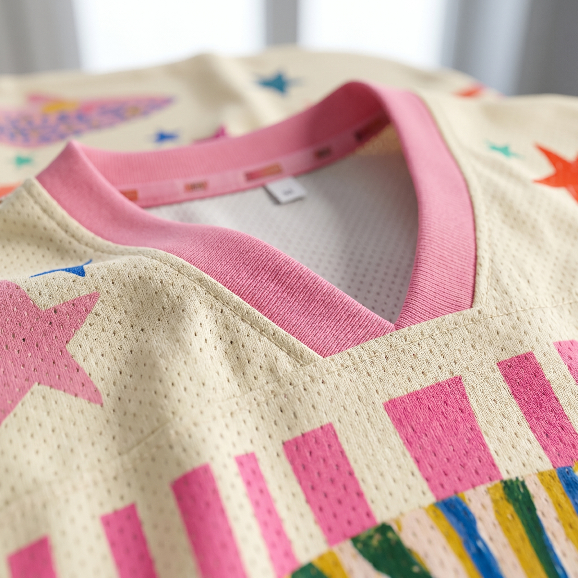 Chaotic Club Preppy Striped Summer Fish Mesh Jersey