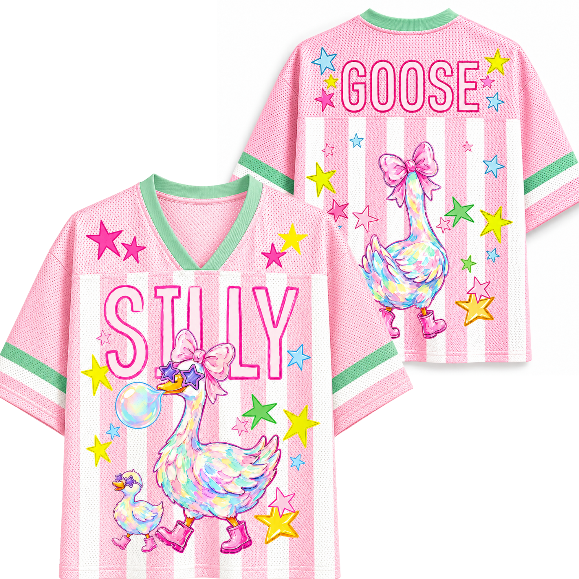 Chaotic Club Striped Summer Silly Goose Butt Mesh Jersey