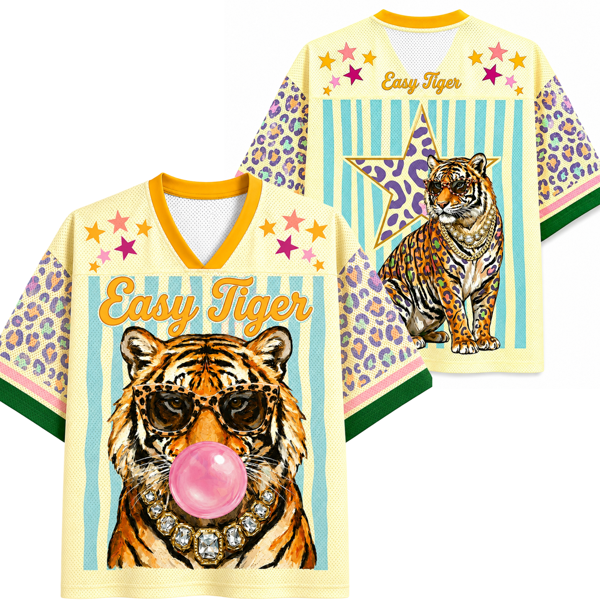 Chaotic Club Preppy Tiger Stars Bubblegum Mesh Jersey