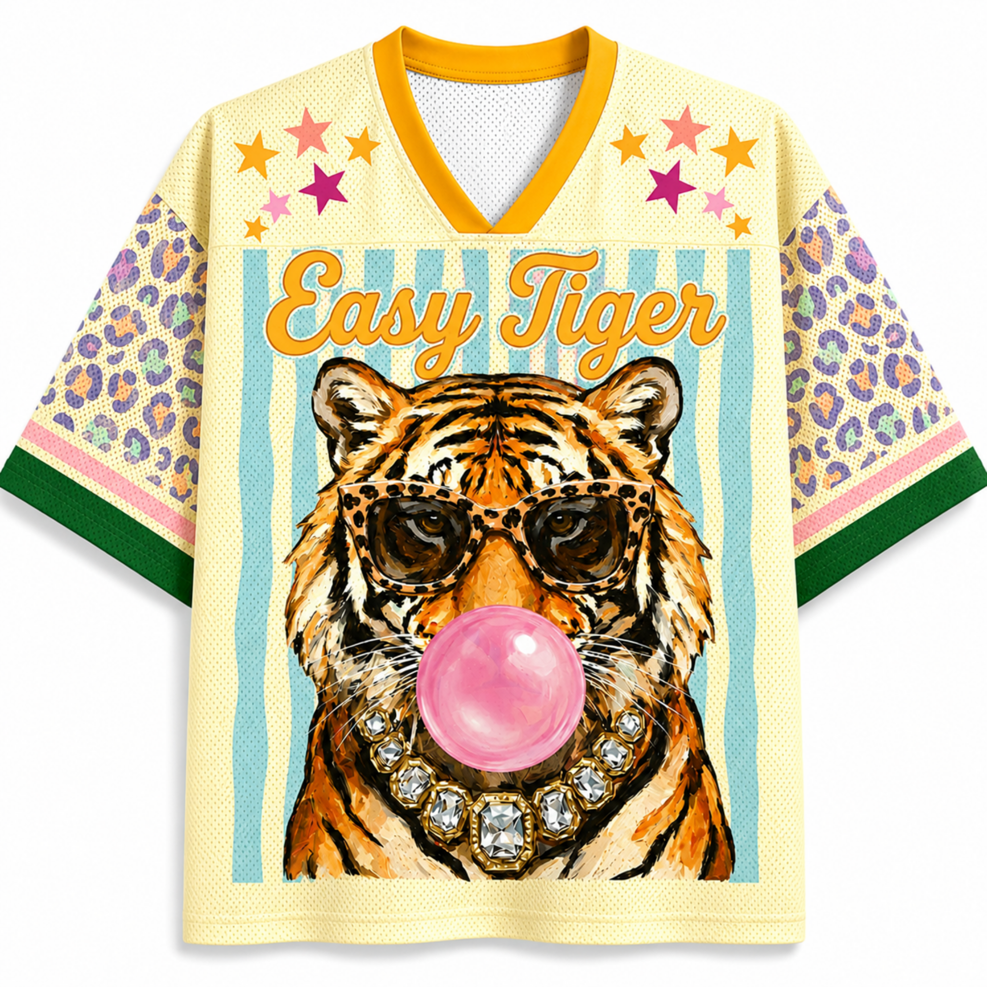 Chaotic Club Preppy Tiger Stars Bubblegum Mesh Jersey