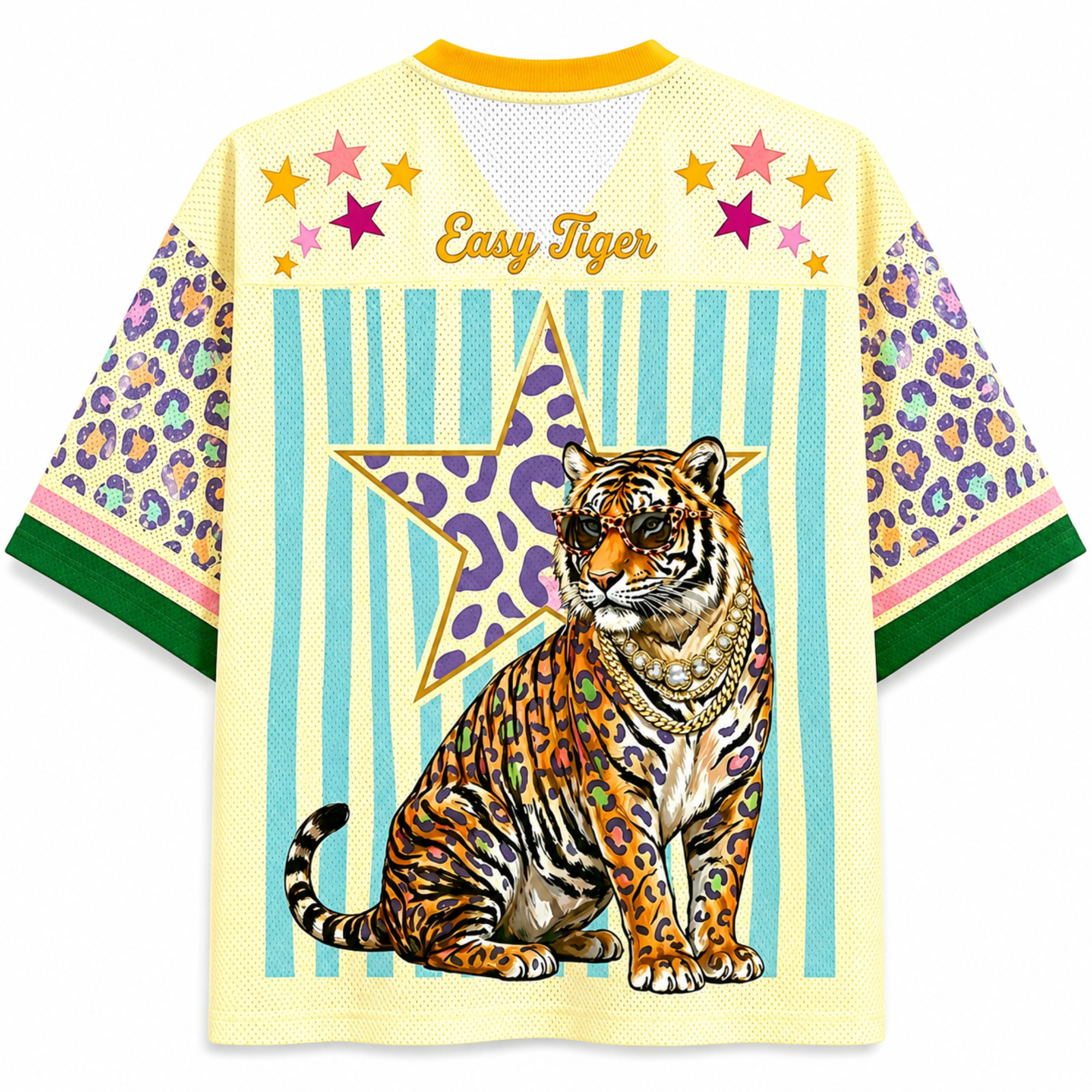 Chaotic Club Preppy Tiger Stars Bubblegum Mesh Jersey