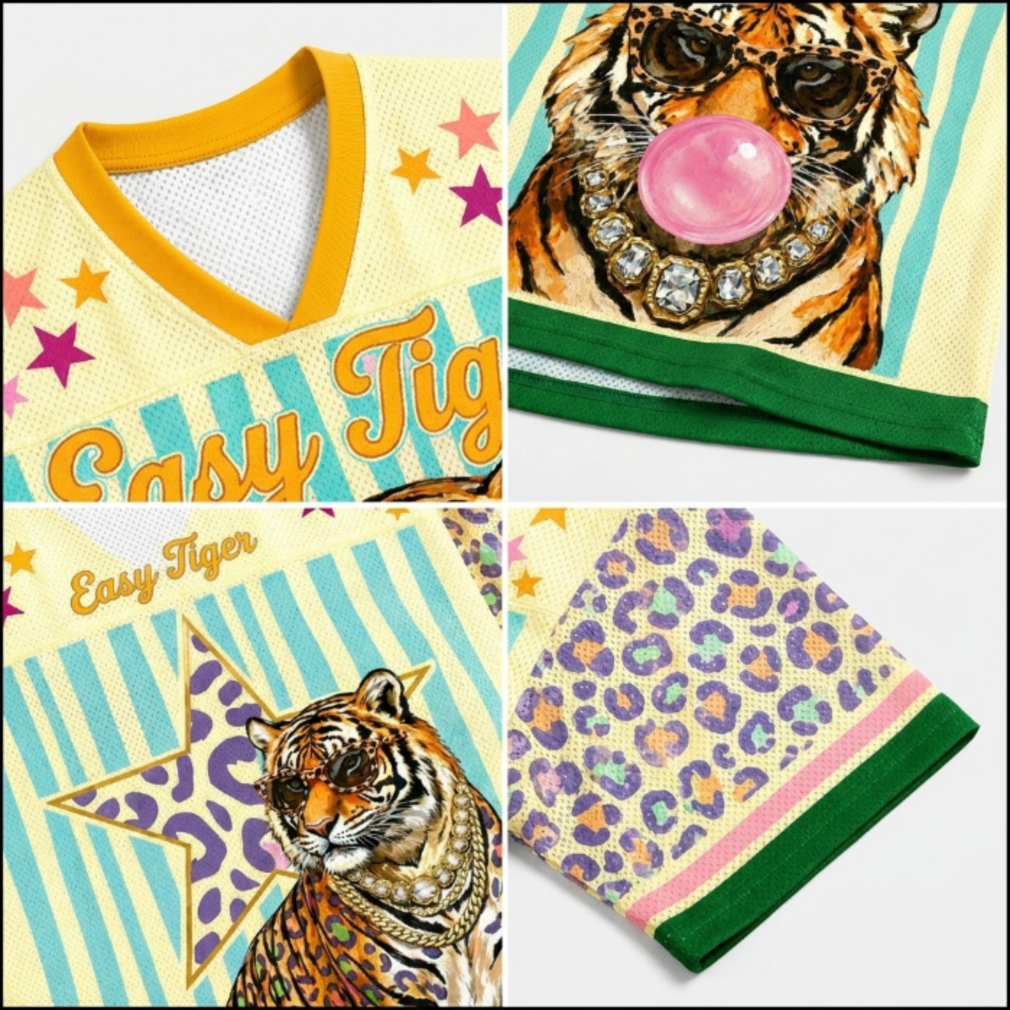 Chaotic Club Preppy Tiger Stars Bubblegum Mesh Jersey