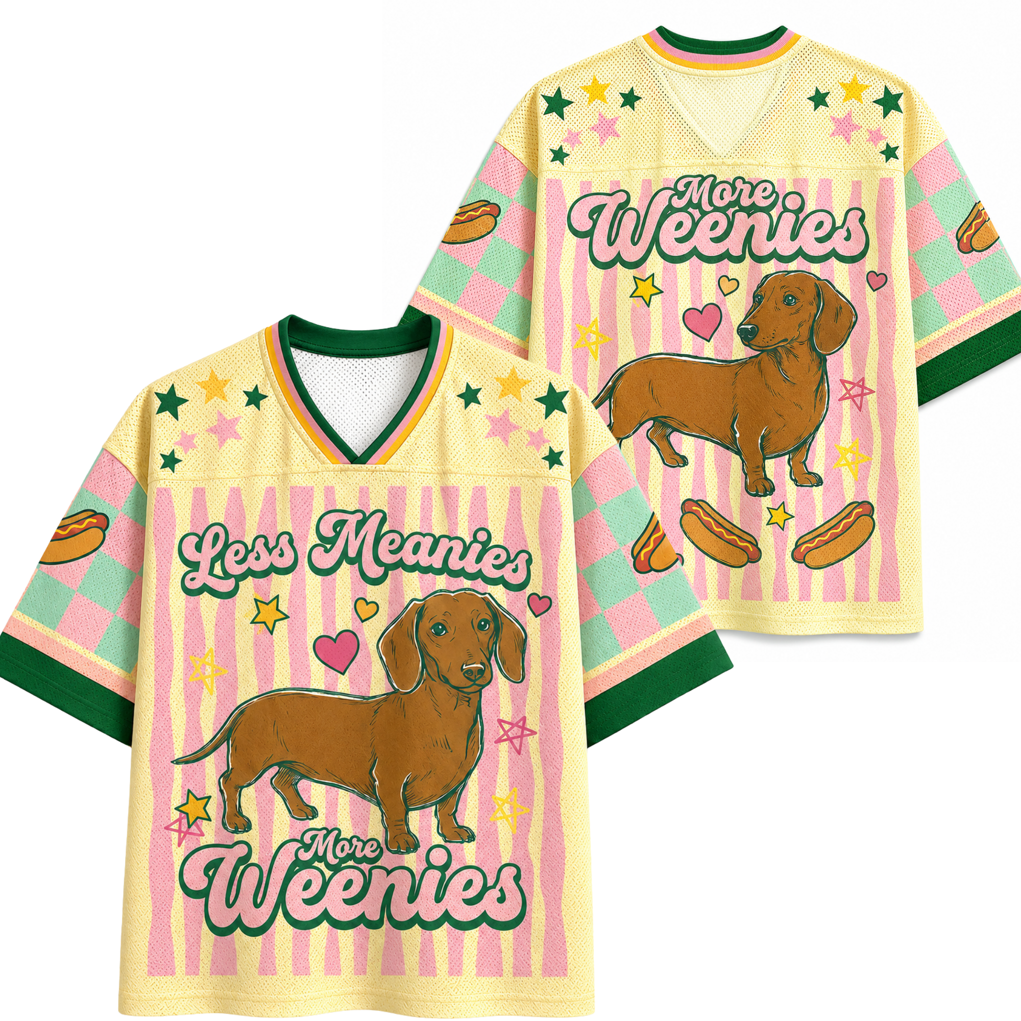 Chaotic Club Less Meanies More Weenies Dachshund Summer Mesh Jersey