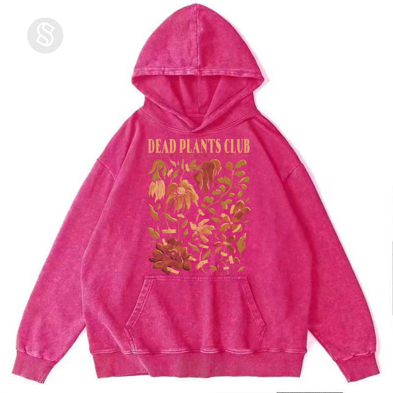 Dead Plants Club Unisex Printed Casual Washed Hoodie Sweatshirt-Print-cool