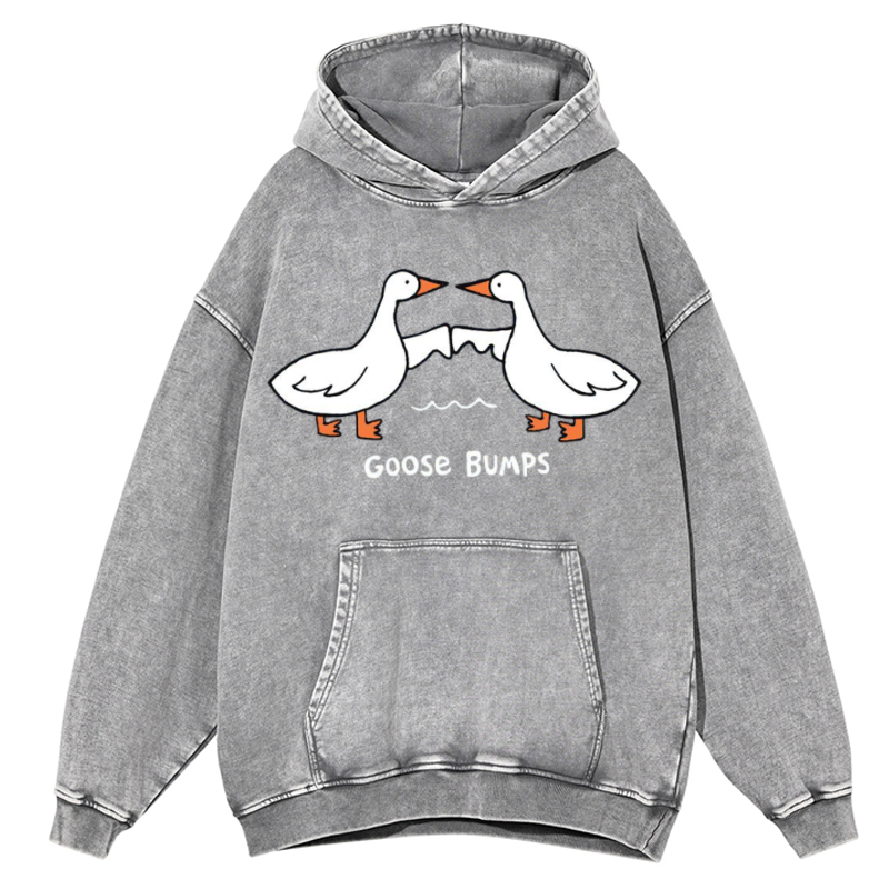 Goose Bumps Unisex Printed Casual Washed Hoodie Sweatshirt-Print-cool