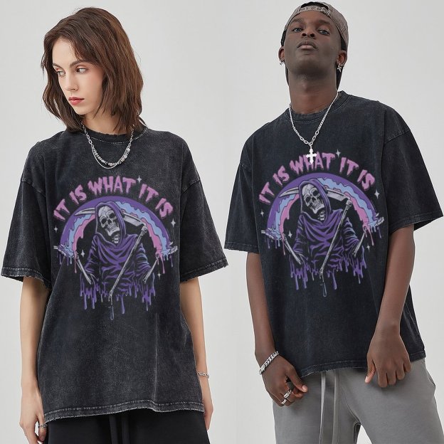 It Is What It Is Unisex Vintage Solid Wash Denim T-Shirts🔥Buy 4 get 5th 50%OFF🔥